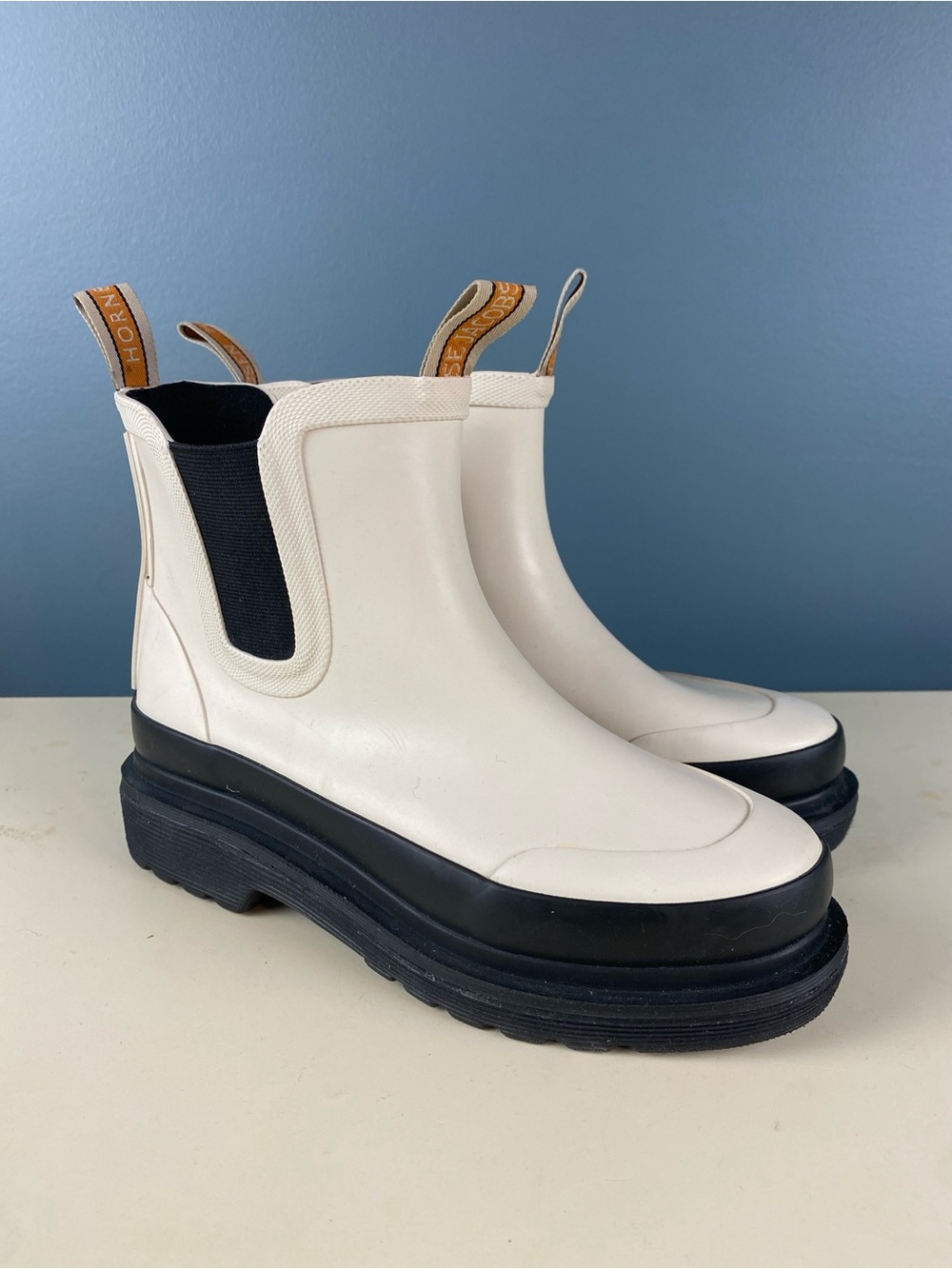Ilse Jacobsen Chelsea rain boots white EU 36 (US 6) handmade rubber boots Chunky
